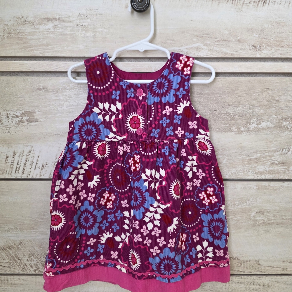 Hanna Andersson corduroy sleeveless dress with a floral and medallion print